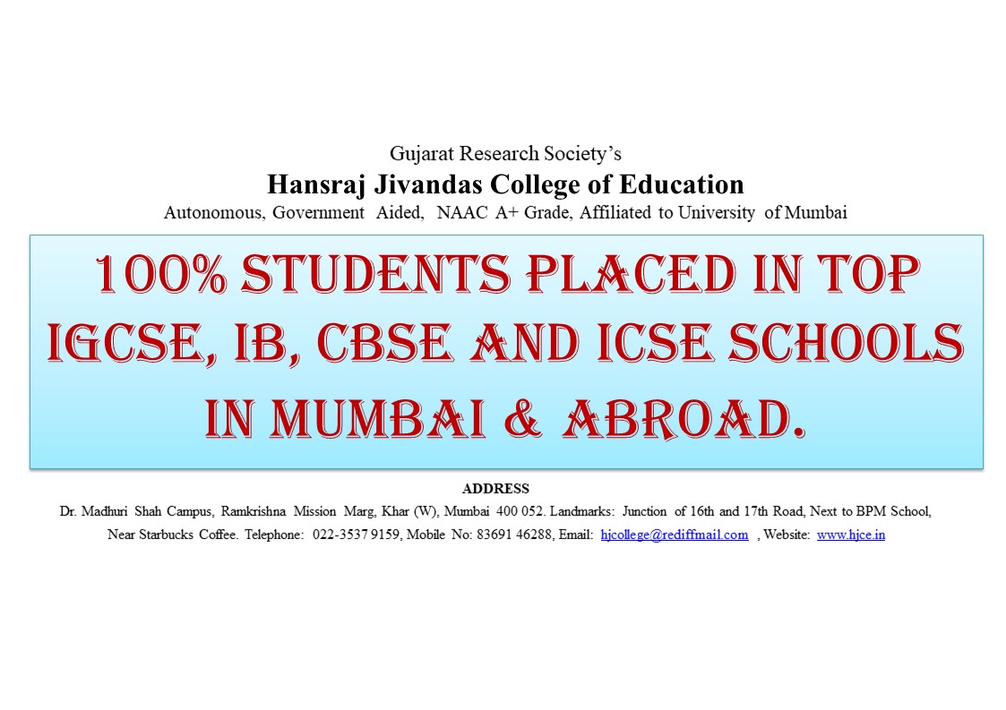 Hansraj Jivandas College of Education – Affliated to Mumbai University